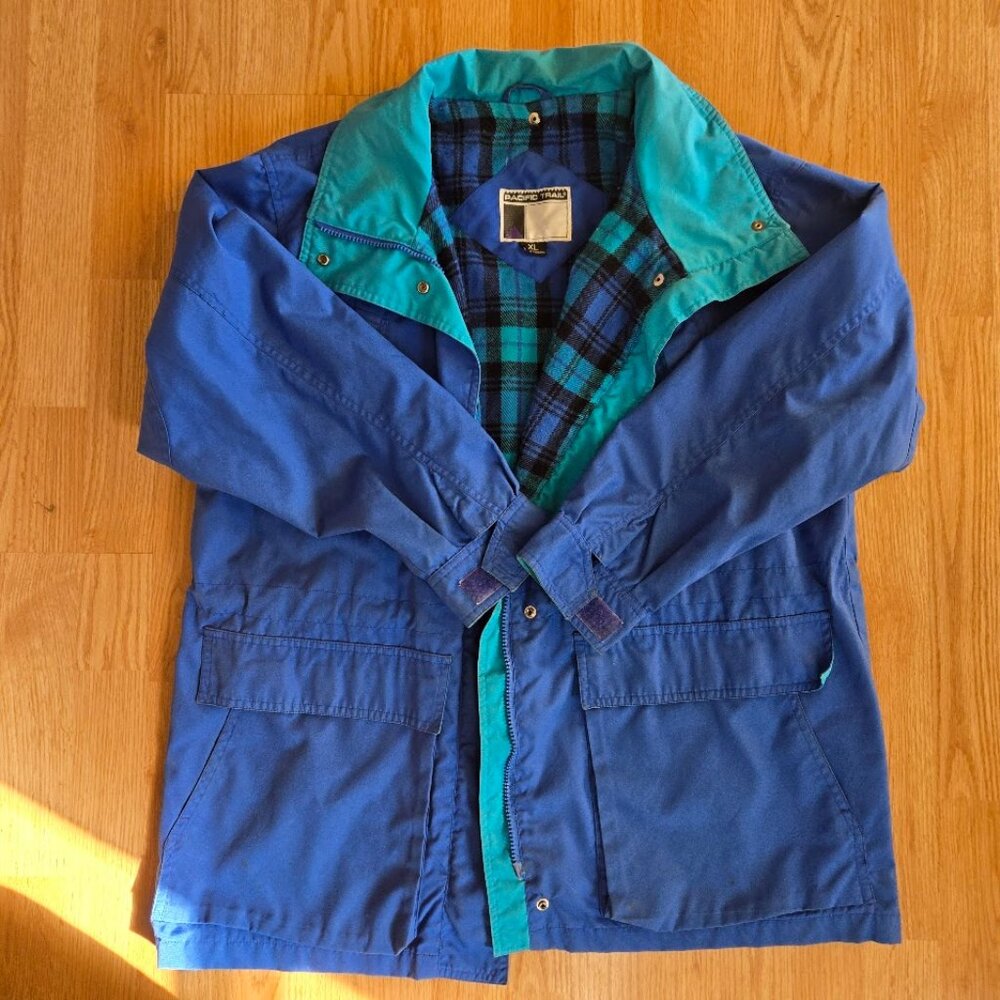 Pacific Trail Vintage XL Colorblock Jacket – Blue Teal Flannel Lined - Picture 7 of 12